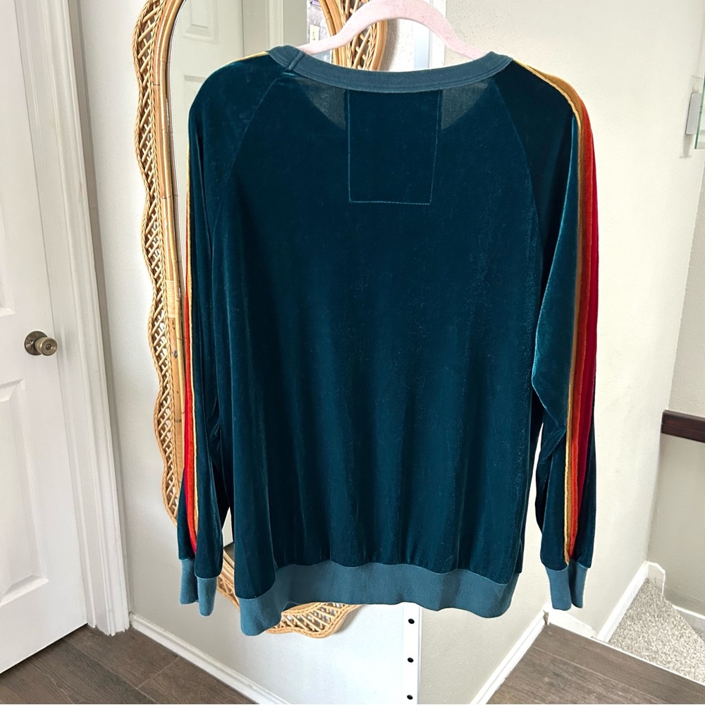 Aviator Nation / Emerald green Velvet Velour with Rainbow Stripes - Picture 8 of 9